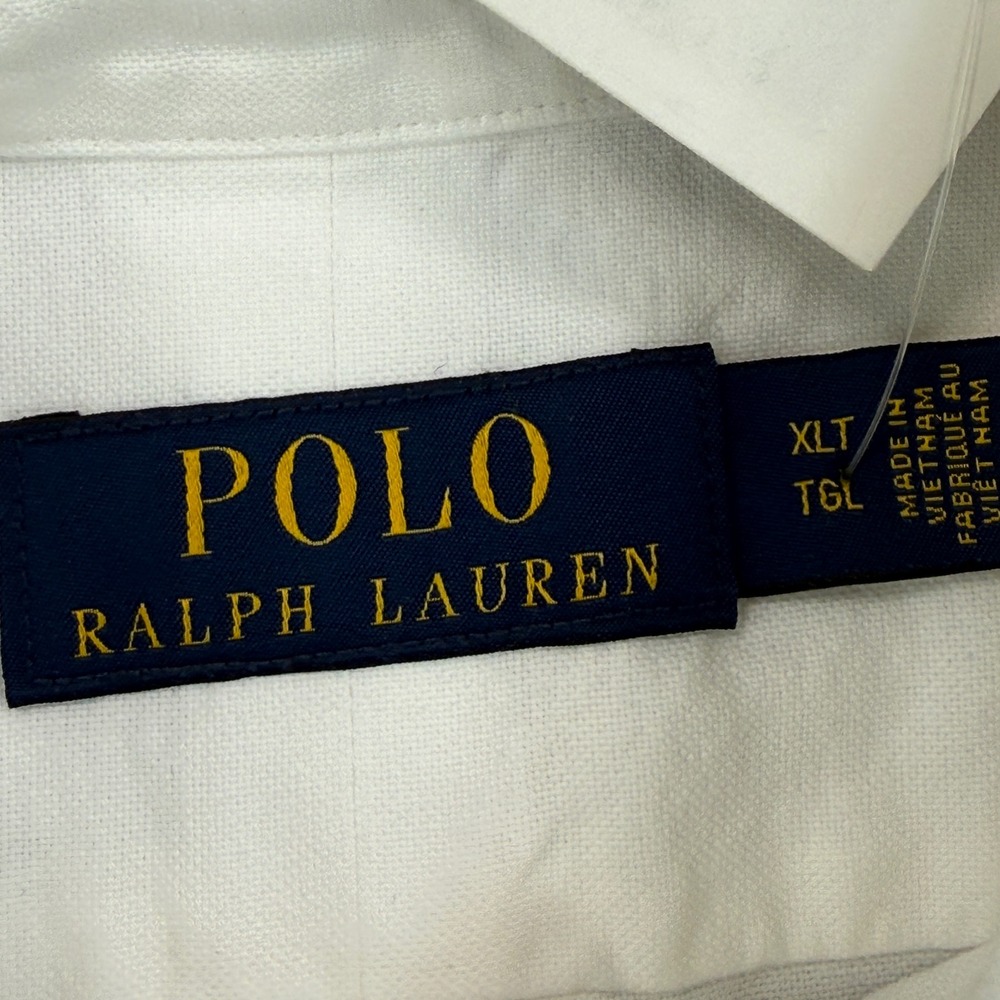 Polo Ralph Lauren Mens Size XLT Button Down Shirt White Short Sleeve Oxford NEW - Picture 3 of 6
